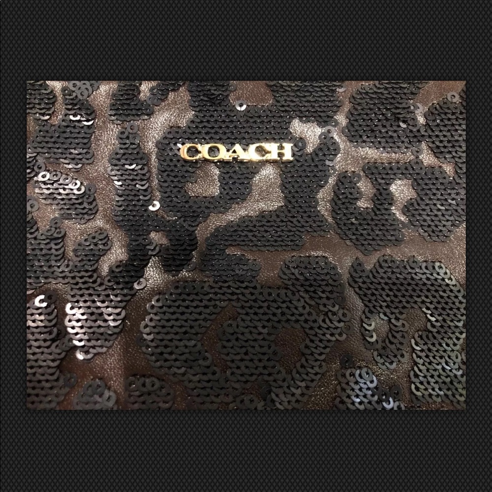 Coach Madison Leather Sequin Ocelot Zip Clutch - Picture 2 of 8